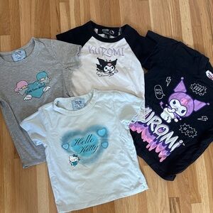 Sanrio Character T-Shirts Set of 4 Bulk Forever21 size 6 Kuromi Hello Kitty Twin